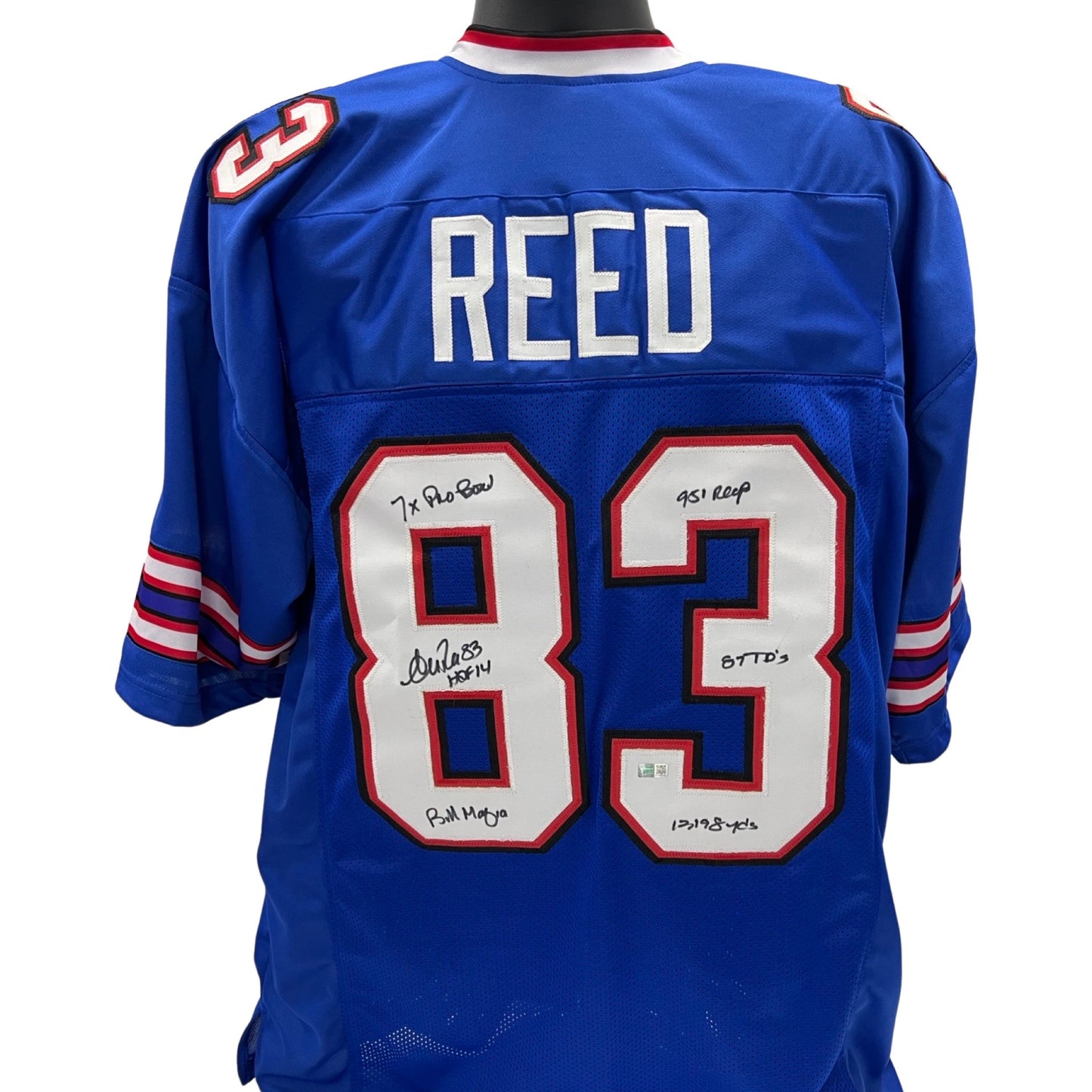 Andre Reed Autographed Buffalo Bills Blue Jersey “HOF 14, 7x Pro Bowl, Bills Mafia, 951 Rec, 87 TDs, 13,198 Yds” Inscriptions Steiner CX
