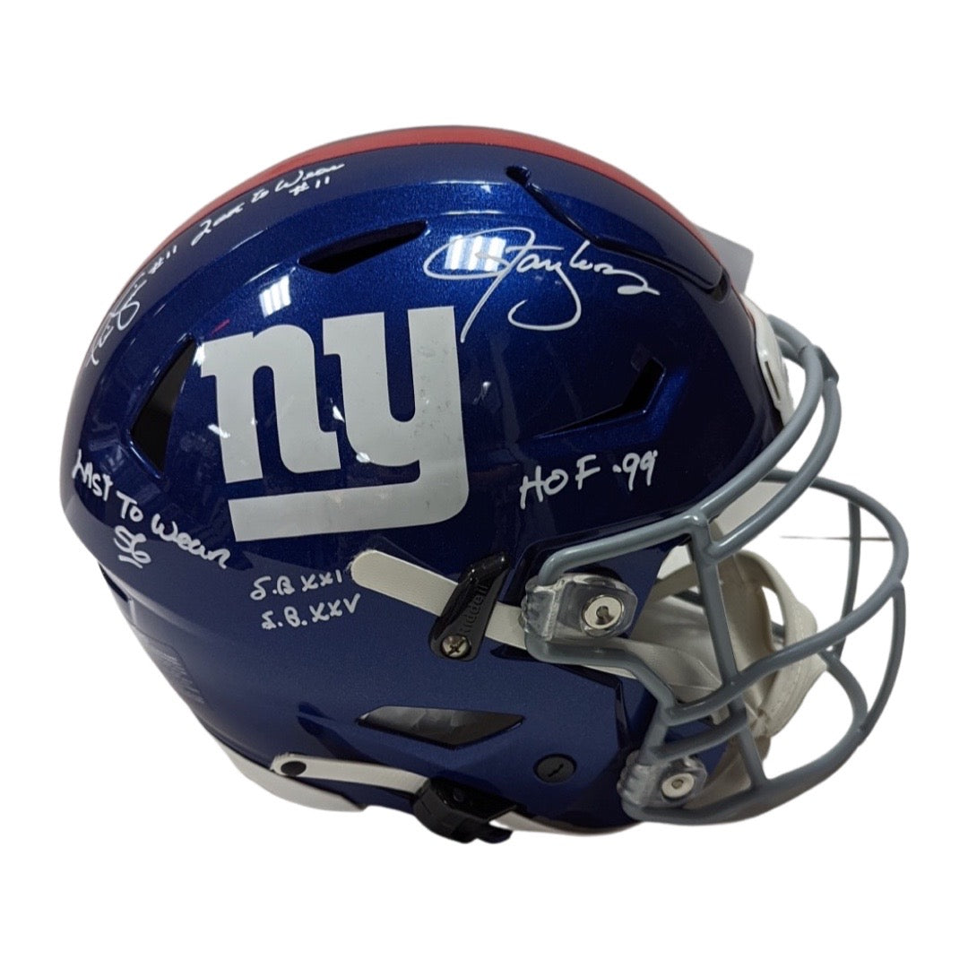 Lawrence Taylor & Phil Simms Autographed New York Giants Speed Flex Helmet “Last to Wear 56, Last to Wear 11, SB XXI, SB XXV, HOF 99” Inscriptions JSA & Fanatics