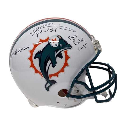 Ricky Williams Autographed Miami Dolphins Proline Authentic Helmet “1998 Heisman, Run Ricky Run” Inscriptions JSA