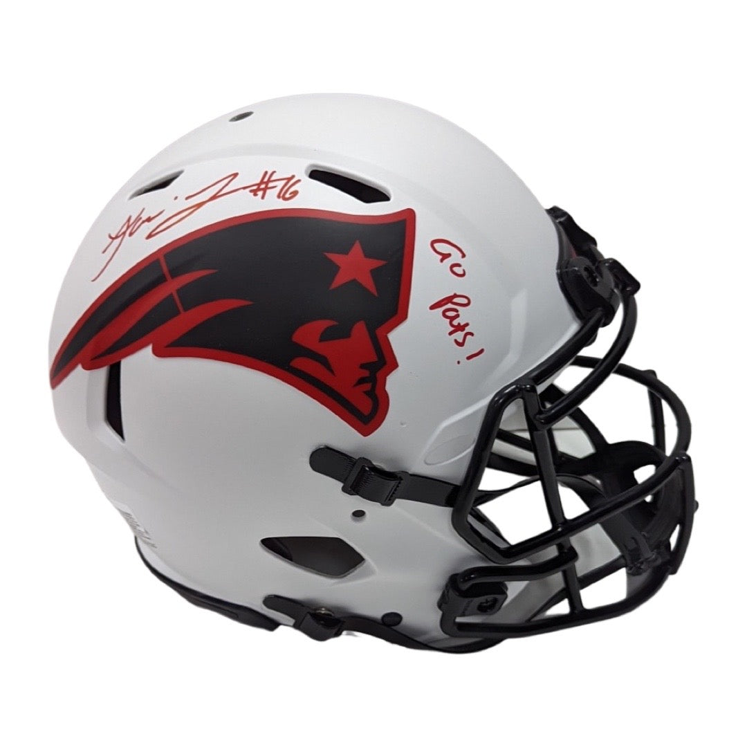 Jakobi Meyers Autographed New England Patriots Lunar Eclipse Authentic Helmet “Go Pats!” Inscription Steiner CX