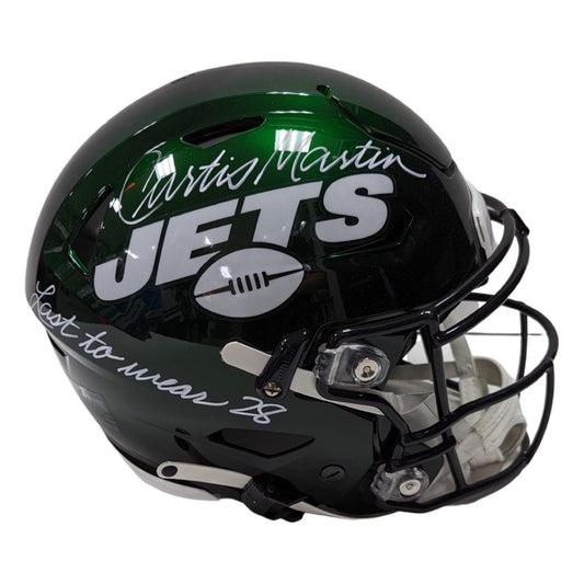 Curtis Martin Autographed New York Jets Speed Flex Helmet “Last to Wear 28” Inscription PSA