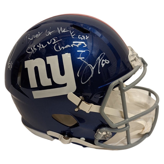 Justin Tuck & Jason Pierre Paul Autographed New York Giants Speed Authentic Helmet “Beast of the East, SB XLVI Champs” Inscriptions JSA